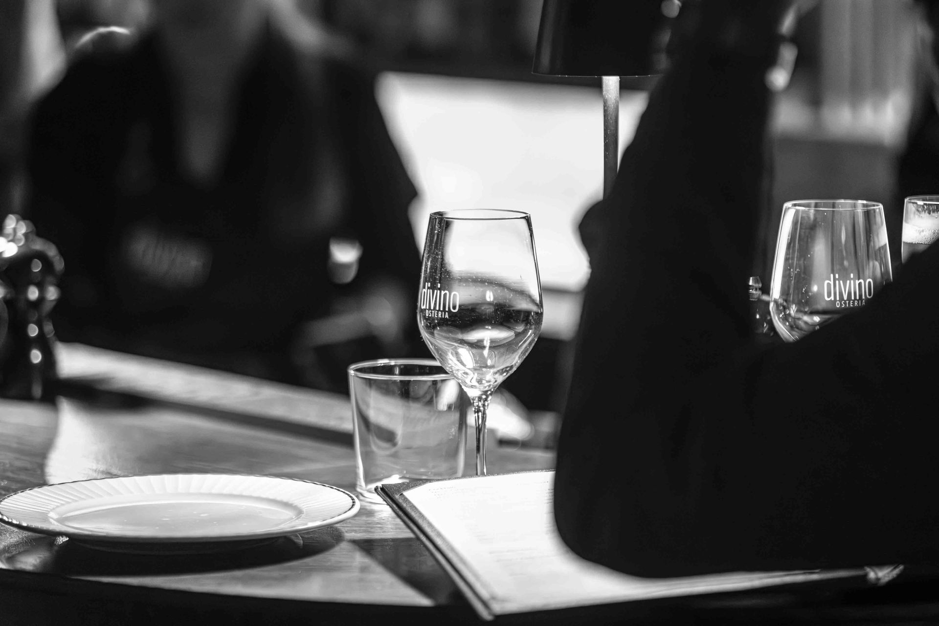 Black and white divino osteria table setting
