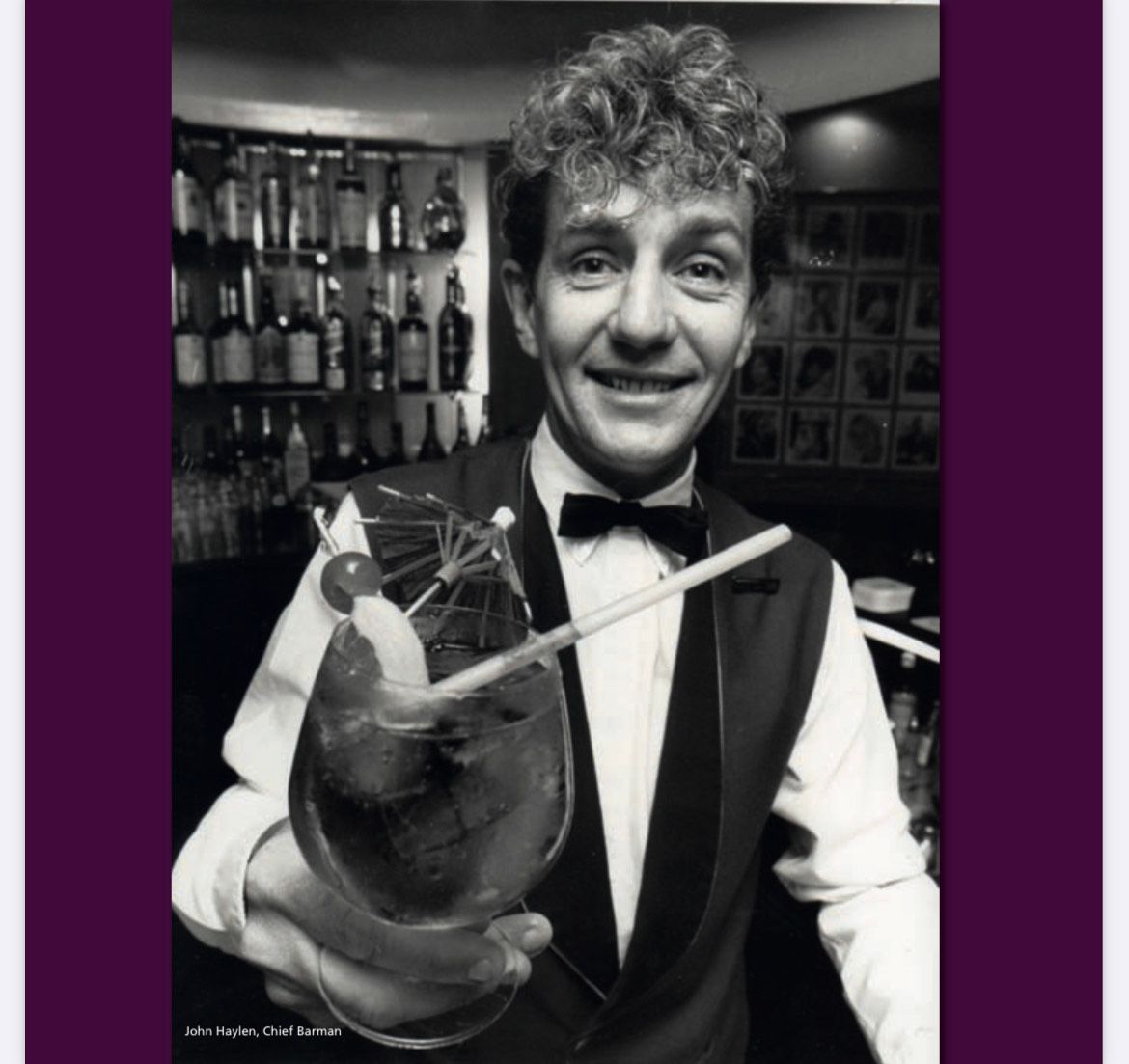Historical photo of a barman at the Seble Twonhouse Hotel bar in Elizabeth Bay