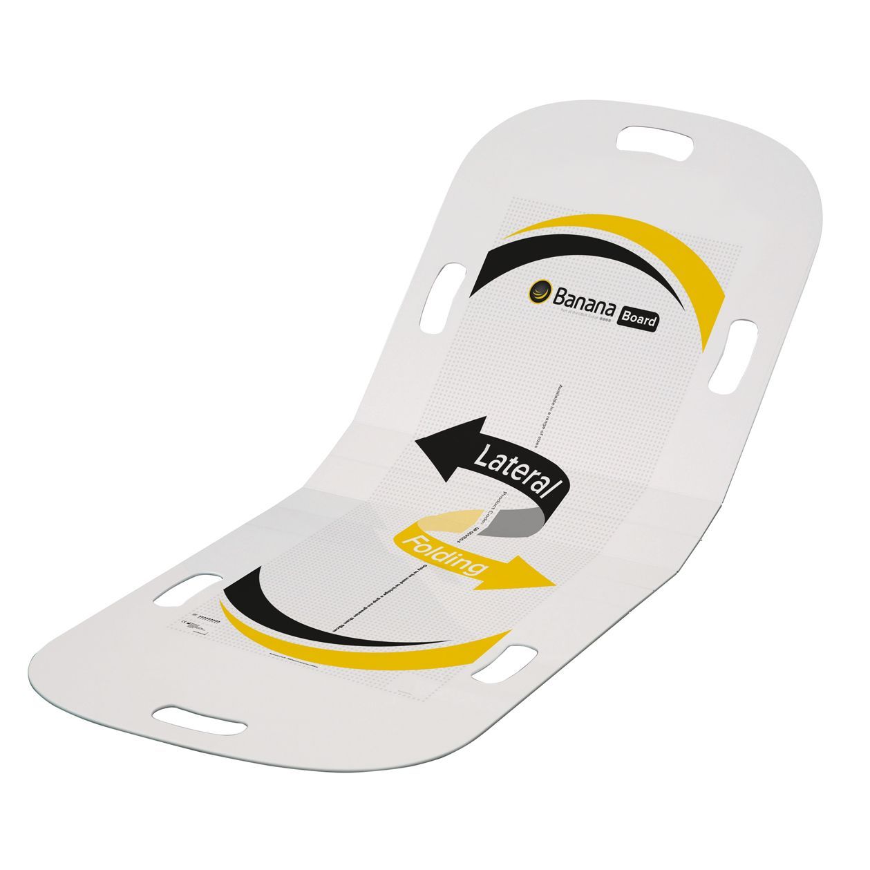 White and yellow rotating transfer board for lateral patient movement.