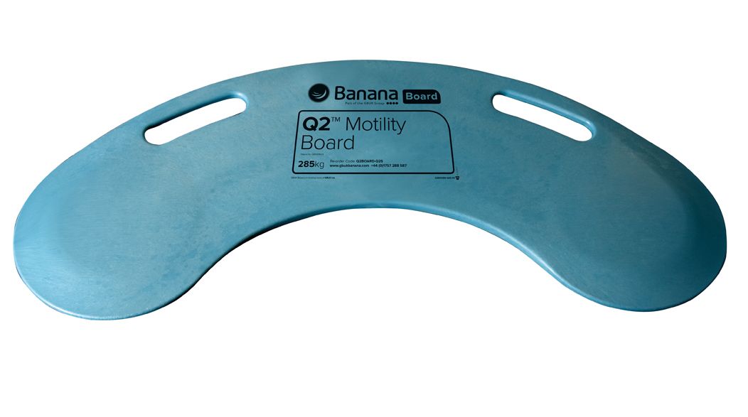 Blue Banana Board transfer aid with handholds.