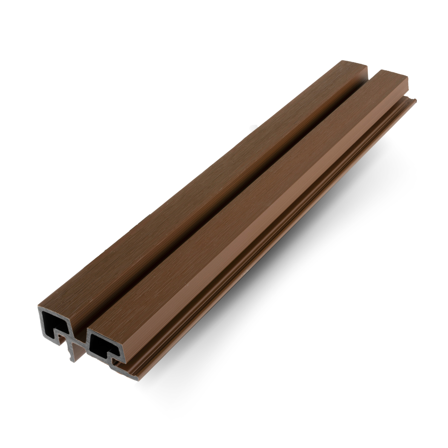 Een bruine aluminium balk op een witte achtergrond