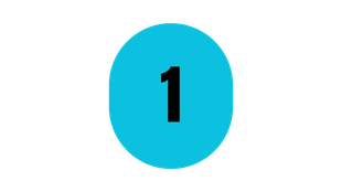A cyan, pill-shaped icon containing the black number 1.