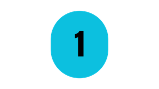 A cyan, pill-shaped icon containing the black number 1.
