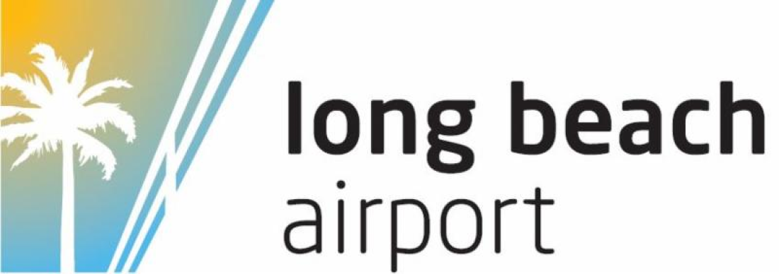 A logo for long beach airport with a palm tree on it.