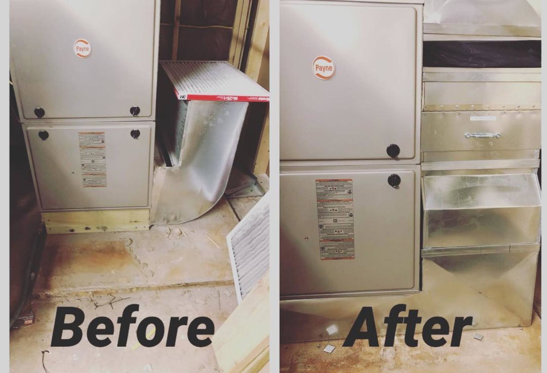 A before and after picture of an air conditioner.