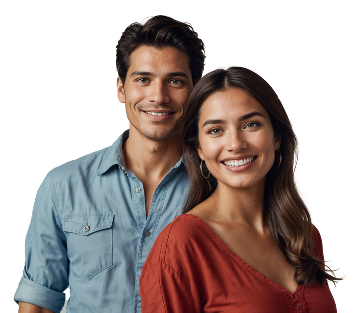 A man and woman are holding a little girl in their arms.