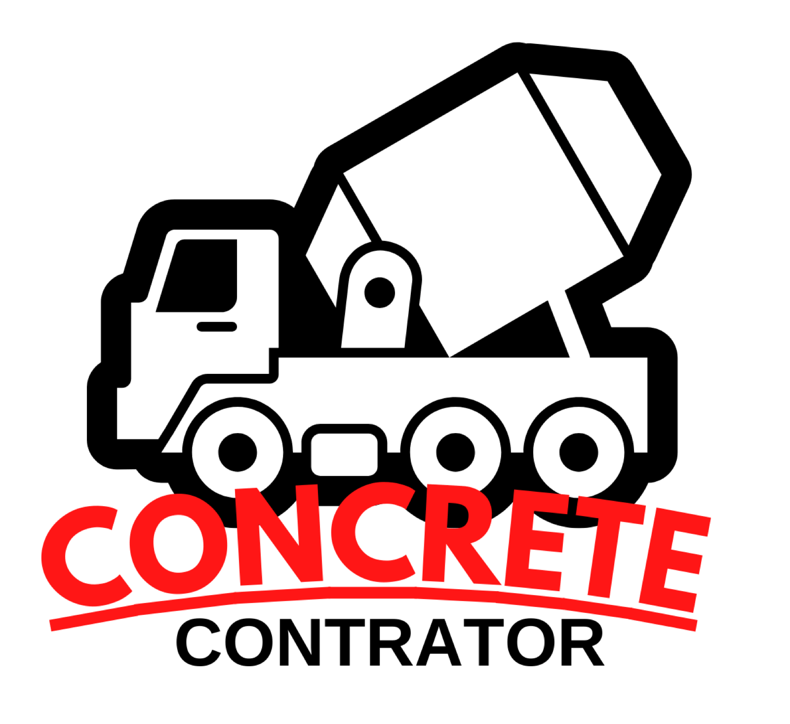 concrete truck logo black and red