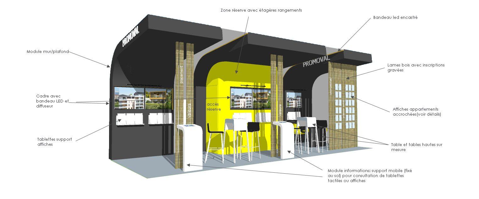 Vue en perspective du stand