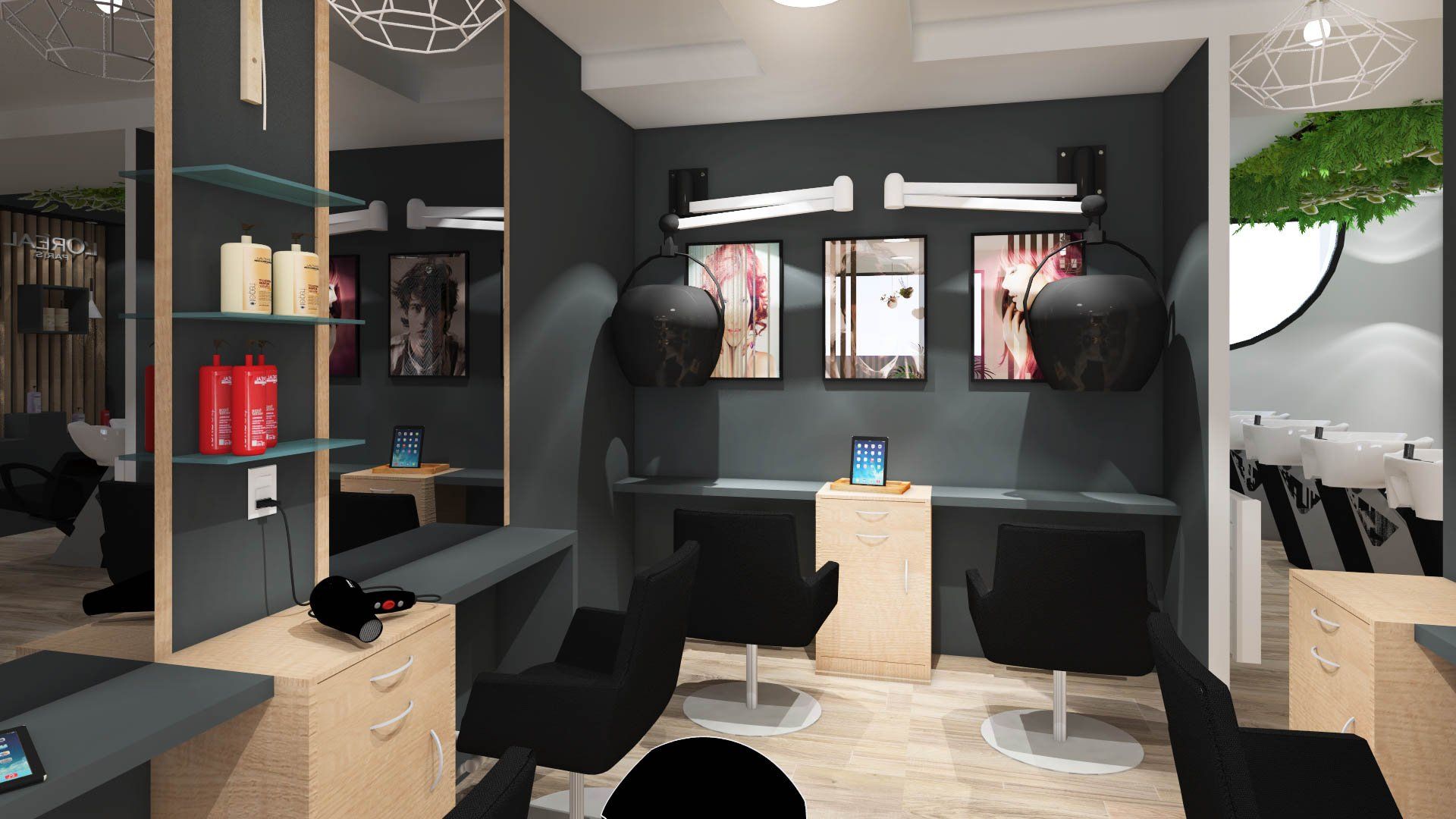 Espace coiffure avant travaux de rénovation par Atelier OCTA