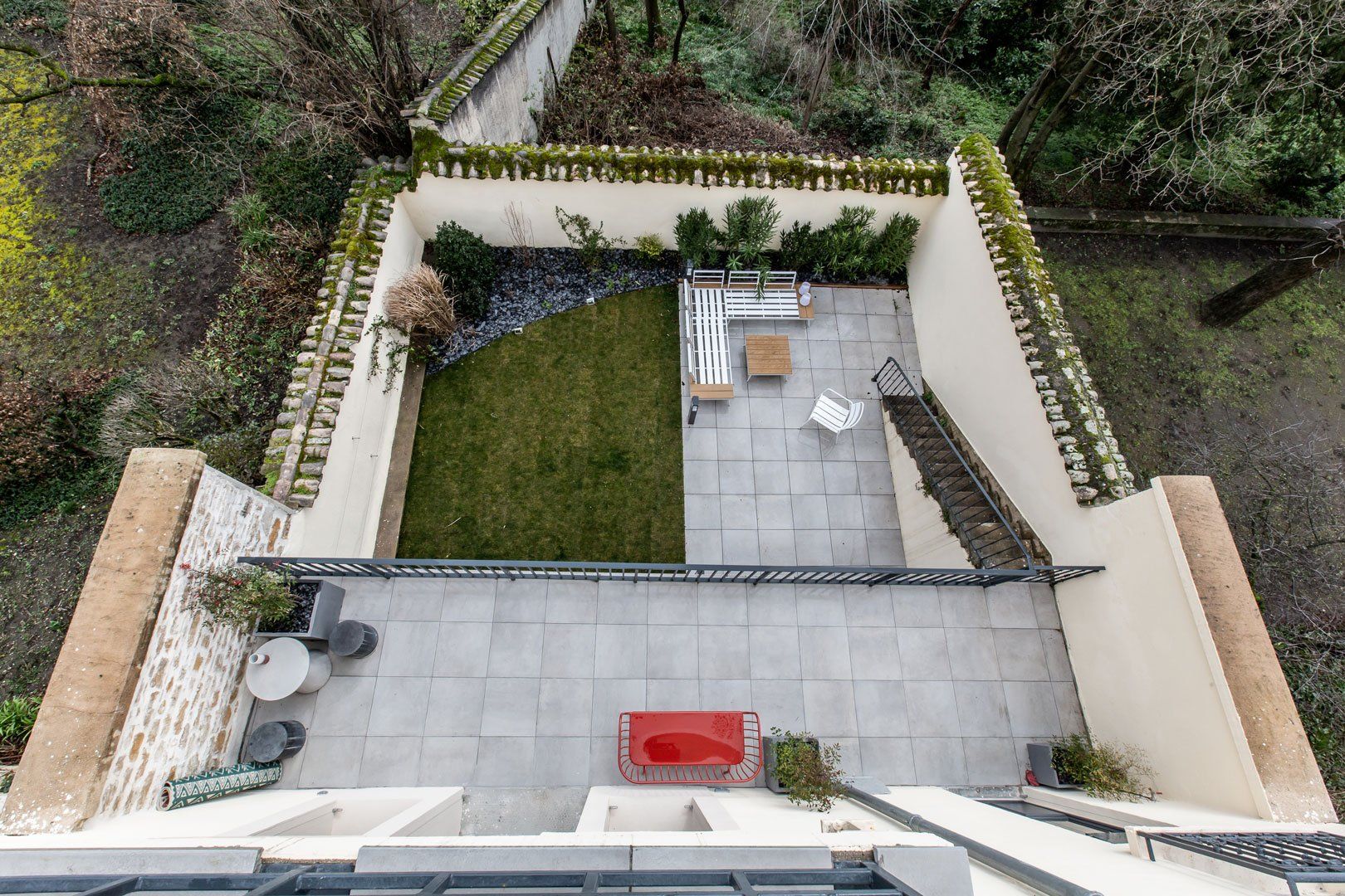 Terrasse extérieure vue de haut