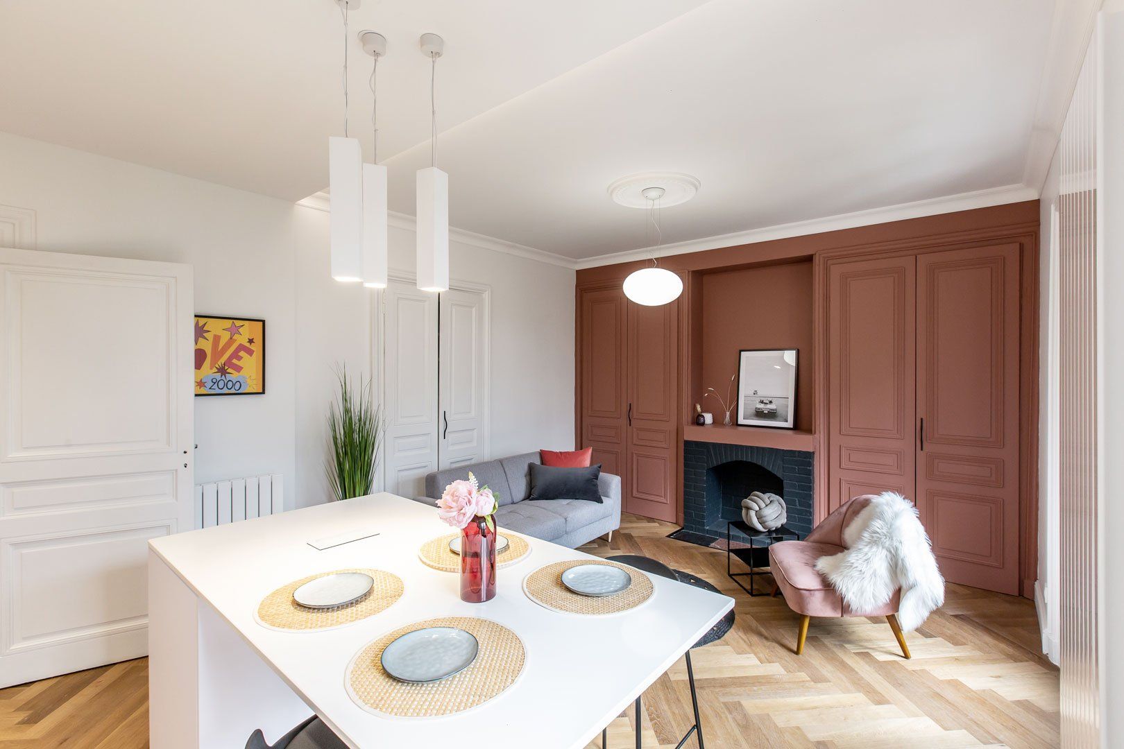 Ilot central de cuisine après aménagement sur mesure