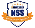 A blue-and-white shield logo labeled