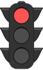 A red traffic light is on a white background.