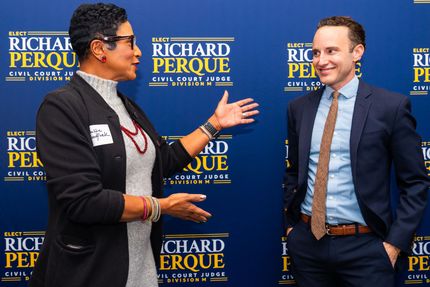 Phil Hoffman, Lesli Harris, and Richard Perque at a campaign event
