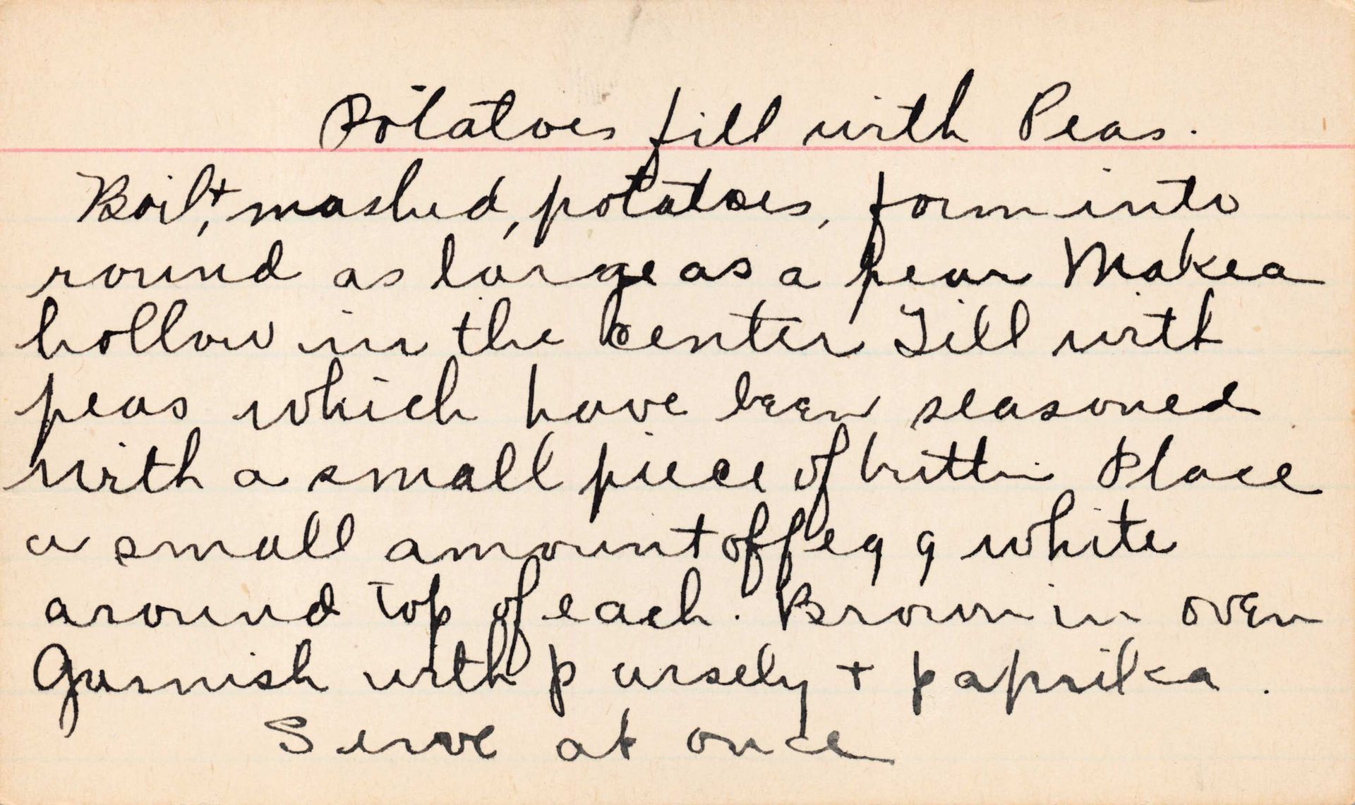 Handwritten recipe card for 