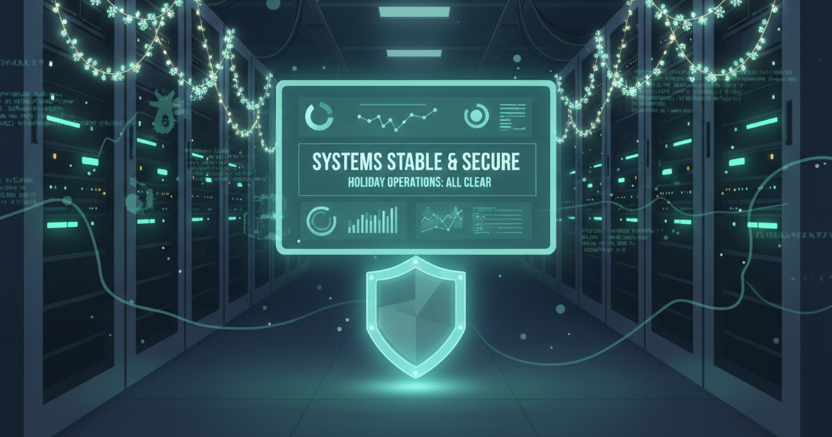 Server room with glowing blue graphics displaying 