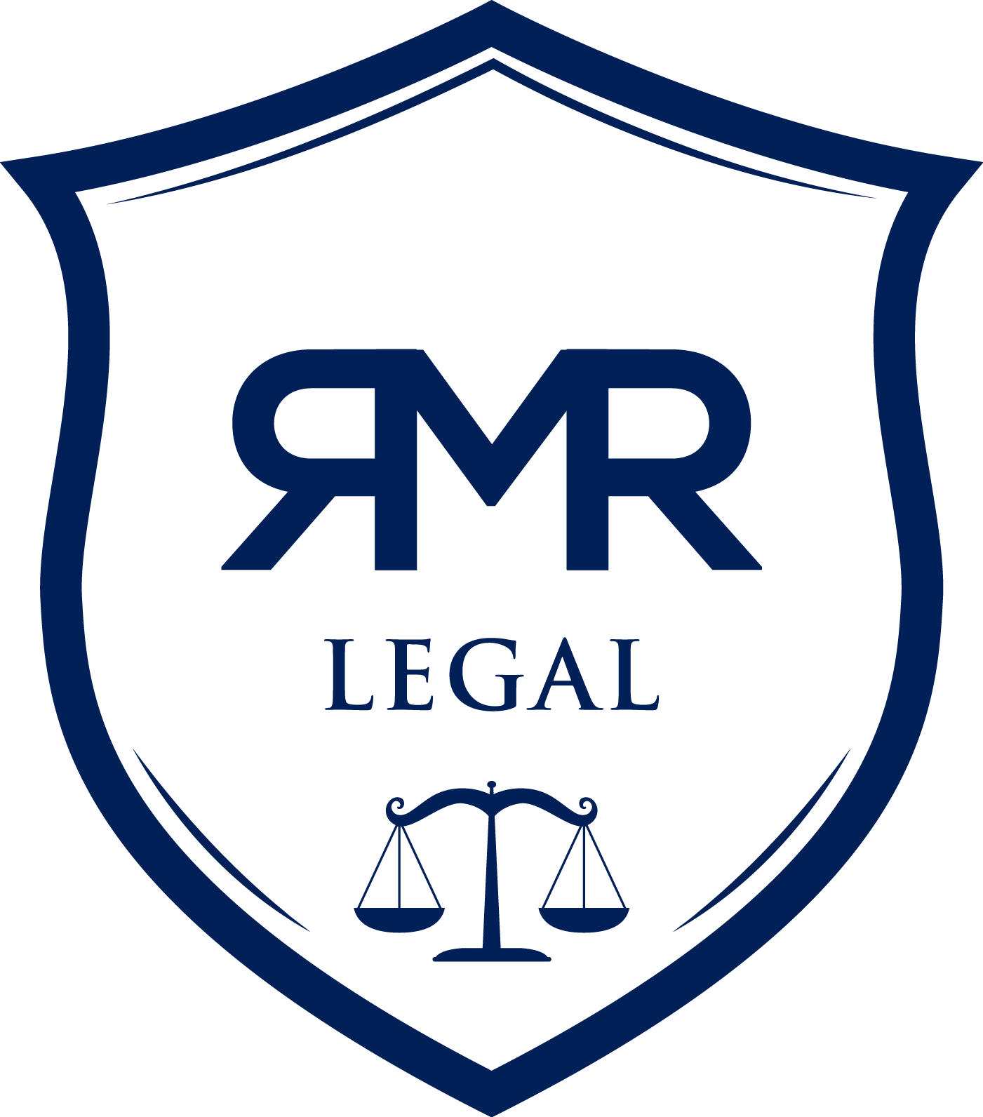 A logo for attorneys at law with a shield and scales of justice.