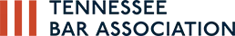 A logo for the tennessee bar association with red and blue stripes