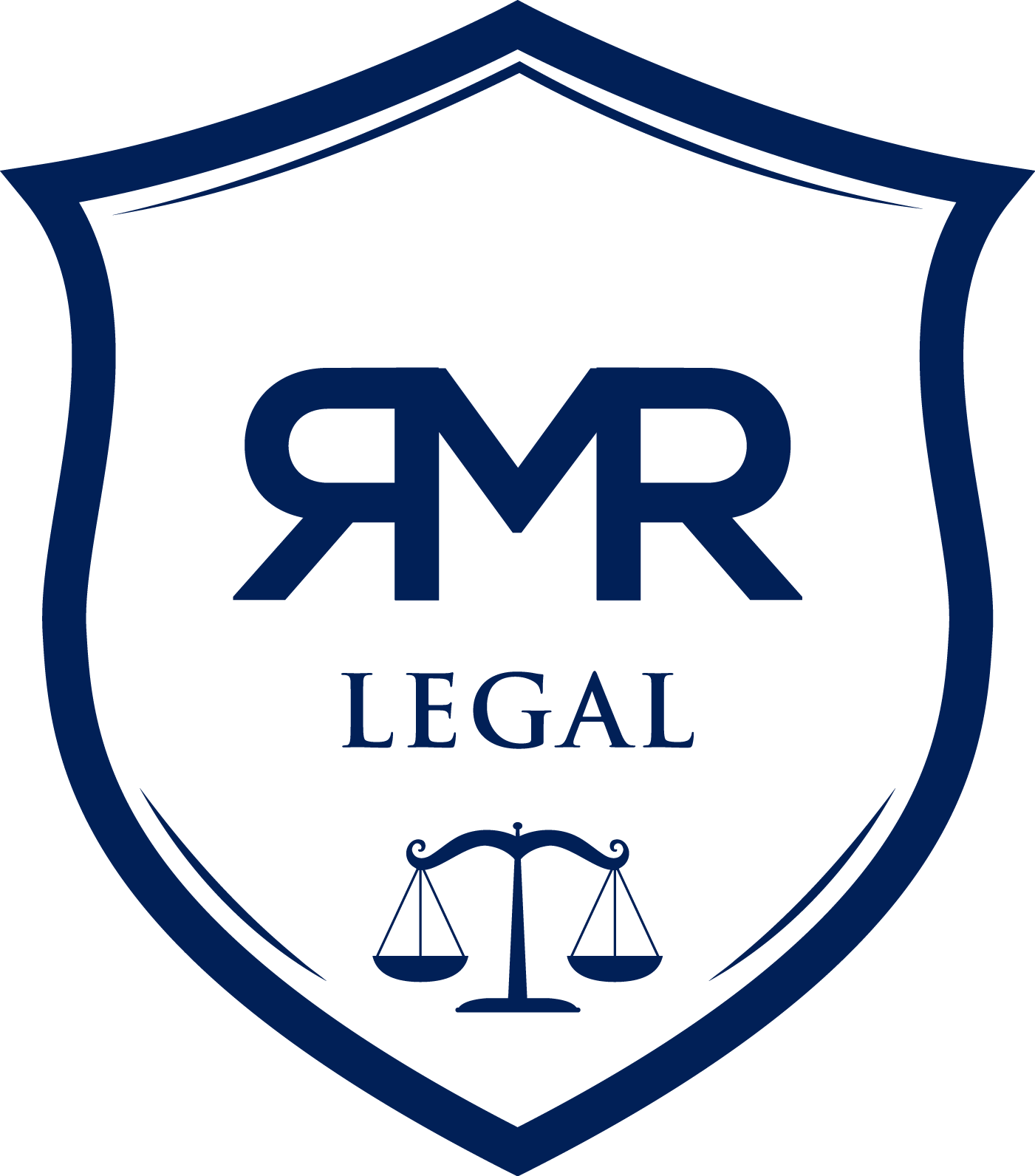 A logo for attorneys at law with a shield and scales of justice.