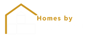 Logo featuring a gold house outline with the words 