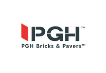 PGH Bricks & Pavers logo with a red angled shape and dark gray text on white background.