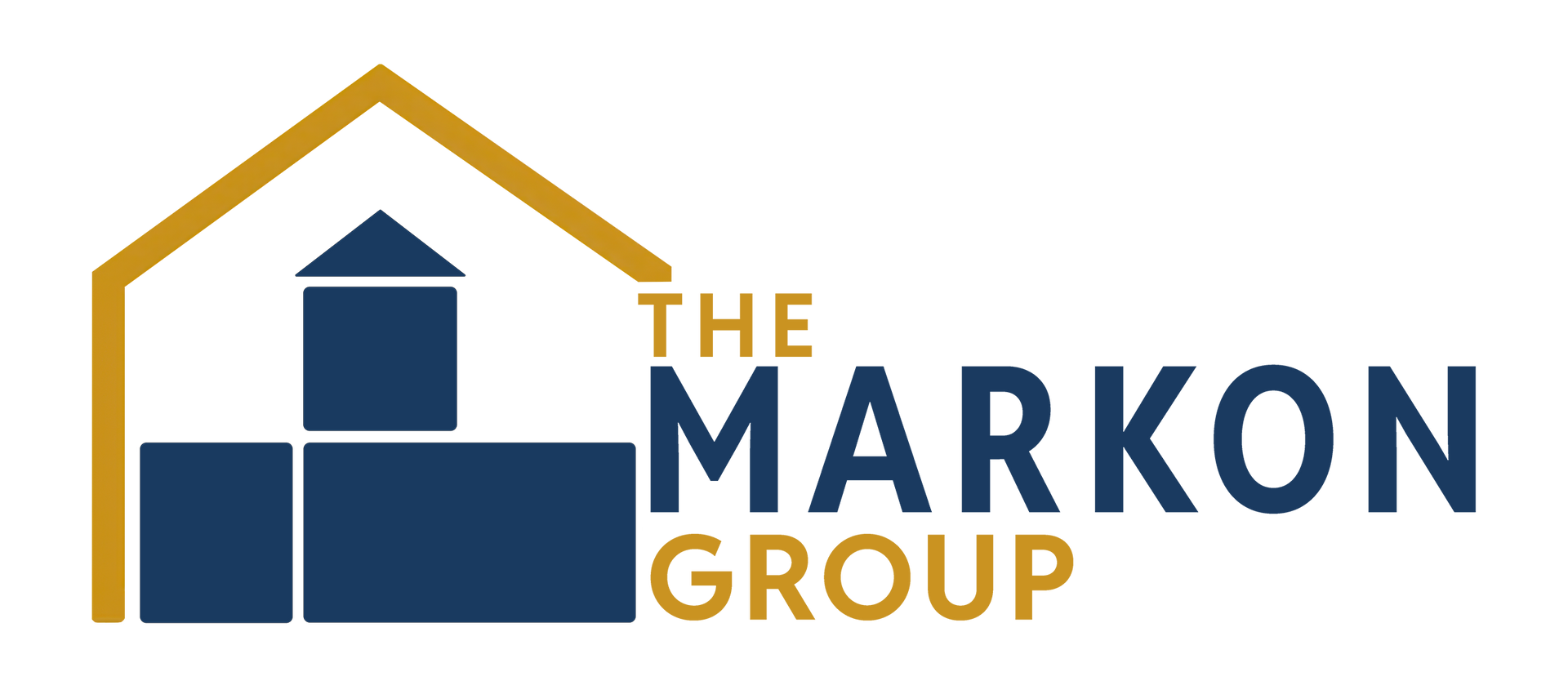 Logo for The Markon Group. The logo includes a stylized house shape in gold and dark blue geometric shapes with the company name.
