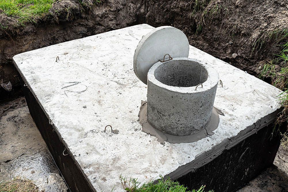 A concrete block with a hole in the middle and a lid on top of it.