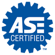 The logo for ase certified is a blue gear.
