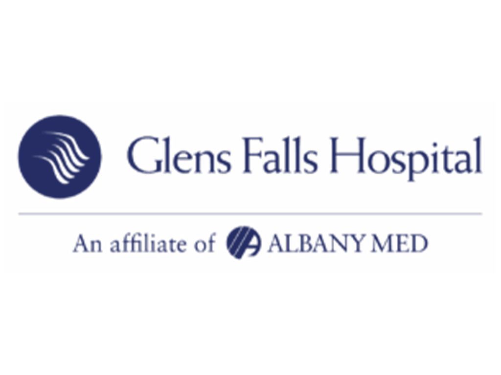 The Glens Falls Hospital logo: a blue icon with waves, the text 