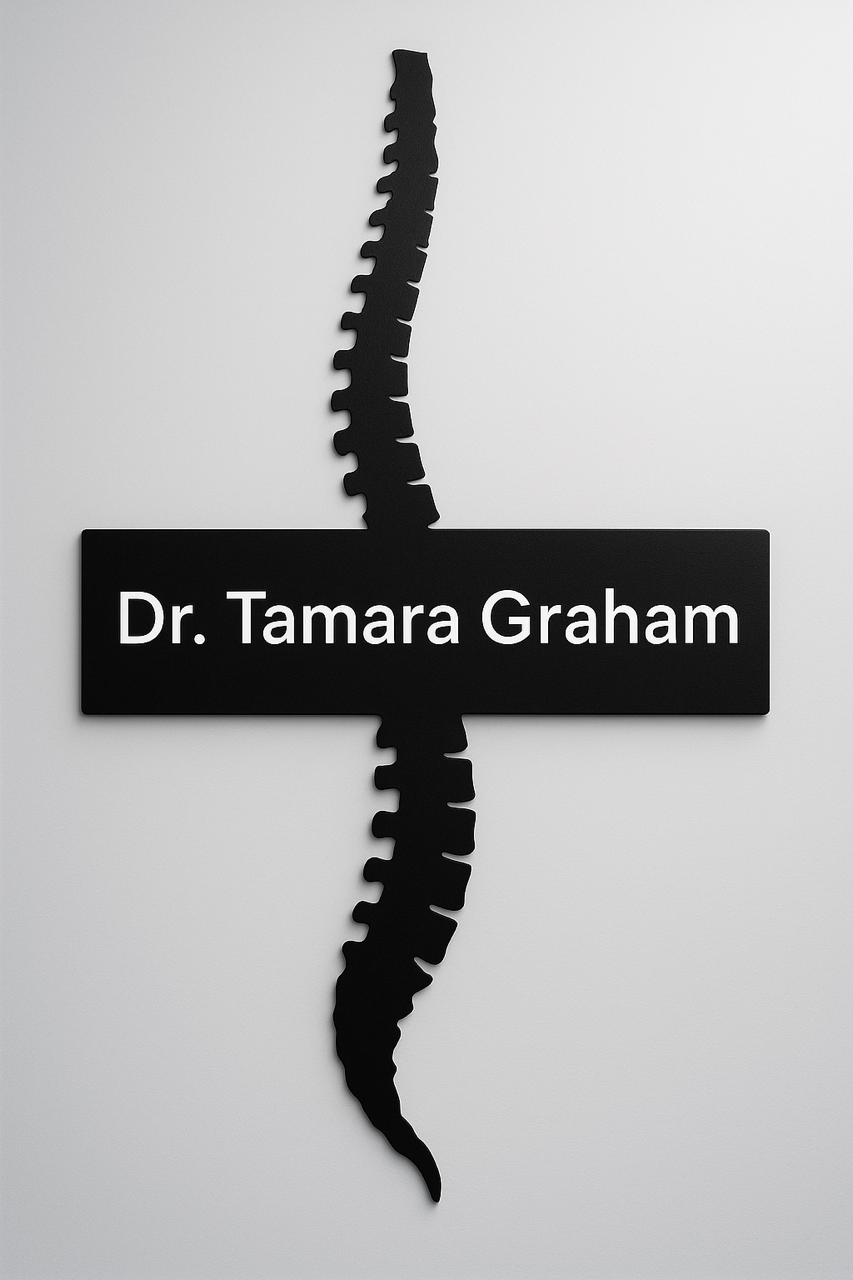 Dr. Tamara Graham Chiropractic logo with spine graphic