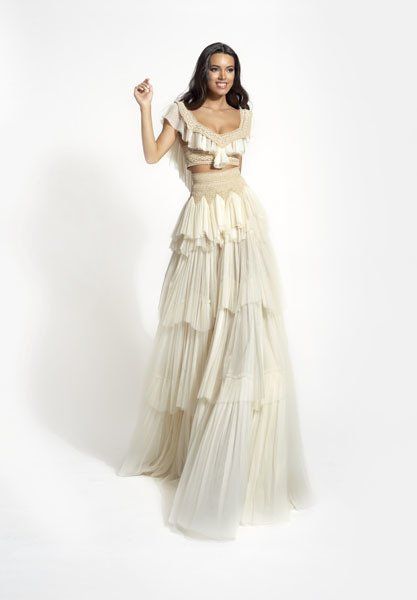 long train wedding dress with transparent details