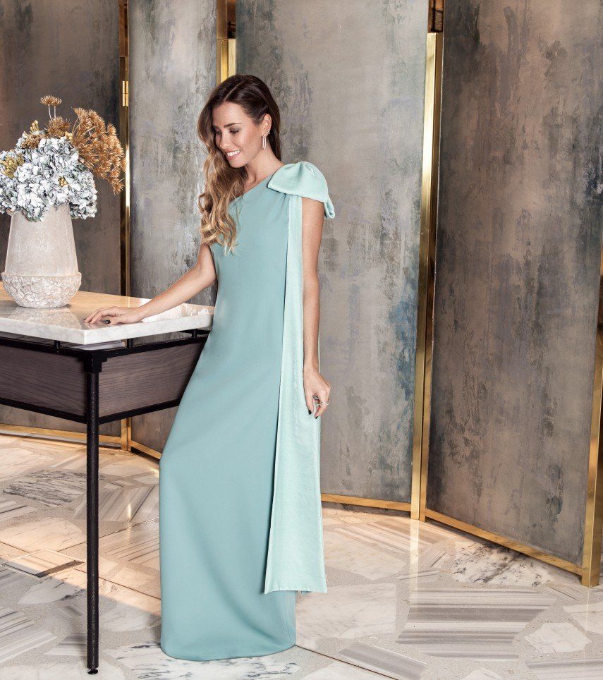 elegant silk dress in turquoise