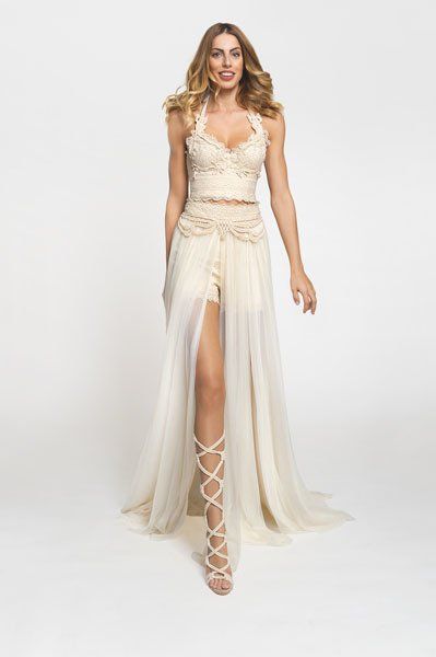 ivory wedding dress with front neckline