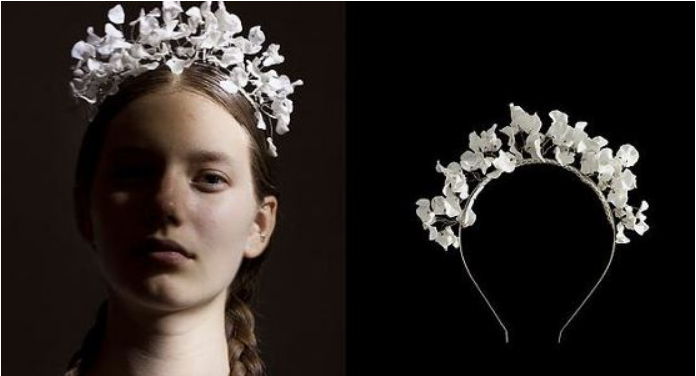 headband with white floral pattern