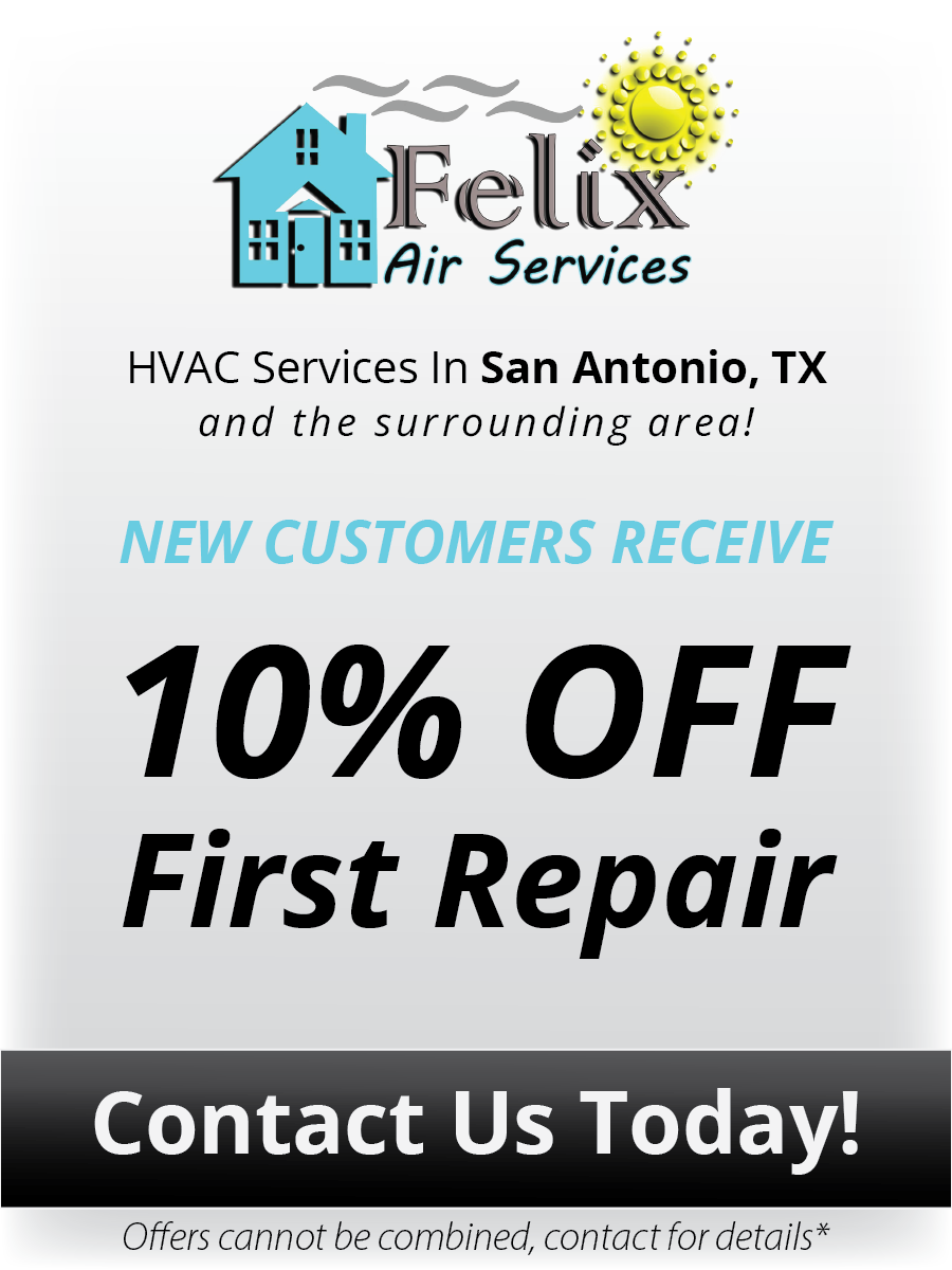 Banner highlighting an offer from Felix Air Services: 10% Off First Repair for New Customers. 