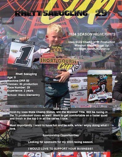Collage poster of a child motocross rider with “2024 season highlights” text and action photos