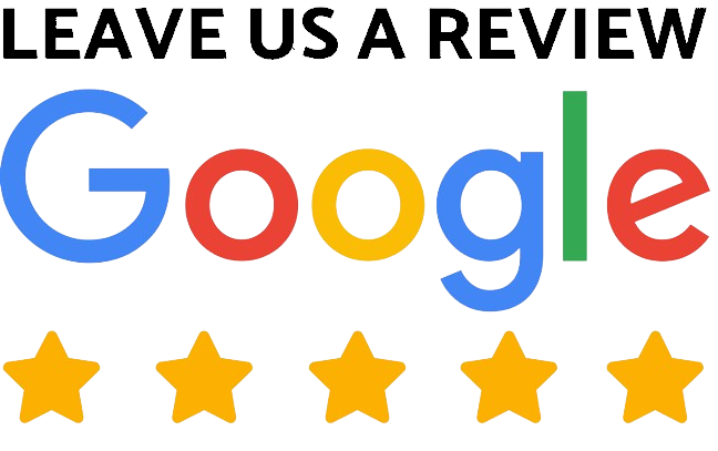 A google logo with five stars and the words `` leave us a review ''.