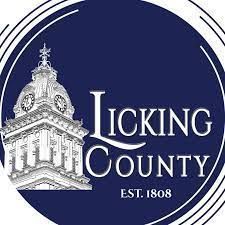 Licking County logo: Courthouse illustration, white text Licking County logo: Courthouse illustration, white text