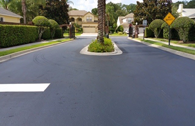 Sealcoating an HOA Community Entrance
