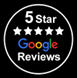 5-star Google Reviews badge, white text and stars on a black background, Google logo below. 5-star Google Reviews badge, white text and stars on a black background, Google logo below.