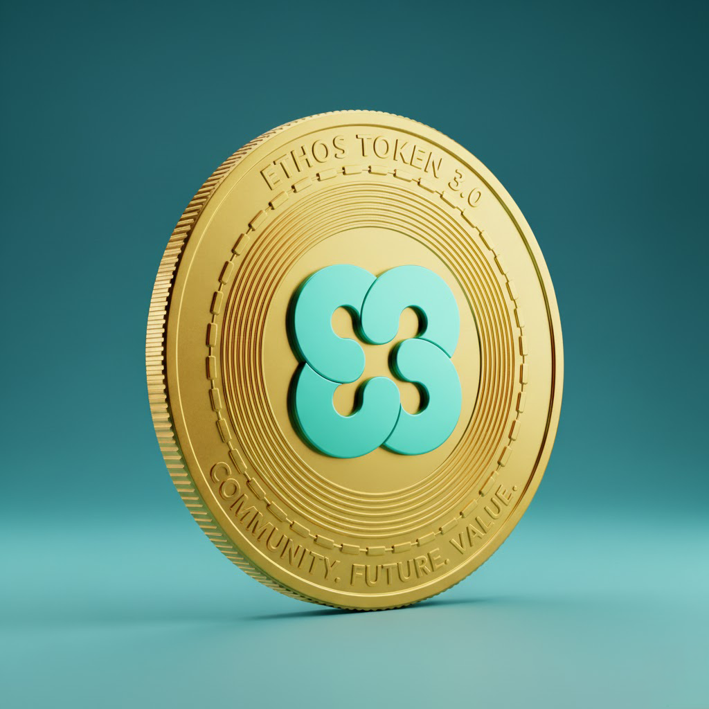 A gold coin with a symbol on it is on a green background.