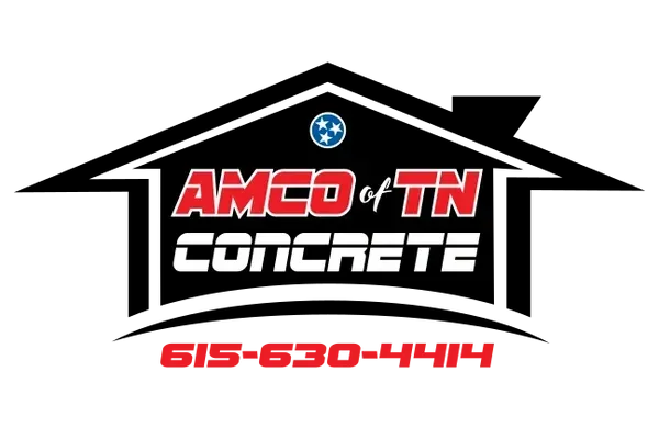 Logo for AMCO of TN Concrete: Black house shape, red/white text "AMCO of TN CONCRETE", phone number 615-630-4414.