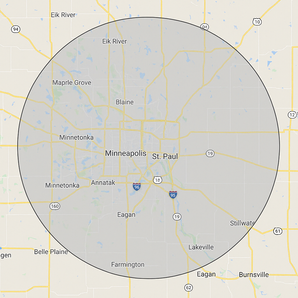 Map of Minneapolis Service area