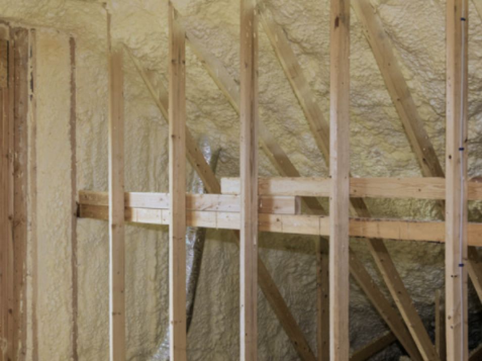 Attic closed-cell spray foam insulation.