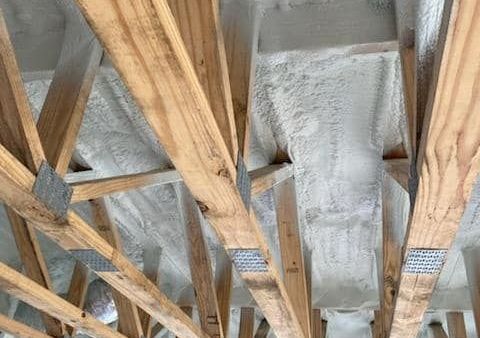 Rim joist insulation with closed cell foam.