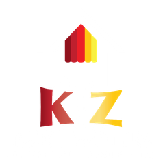 A red and yellow logo with the letter k and z
