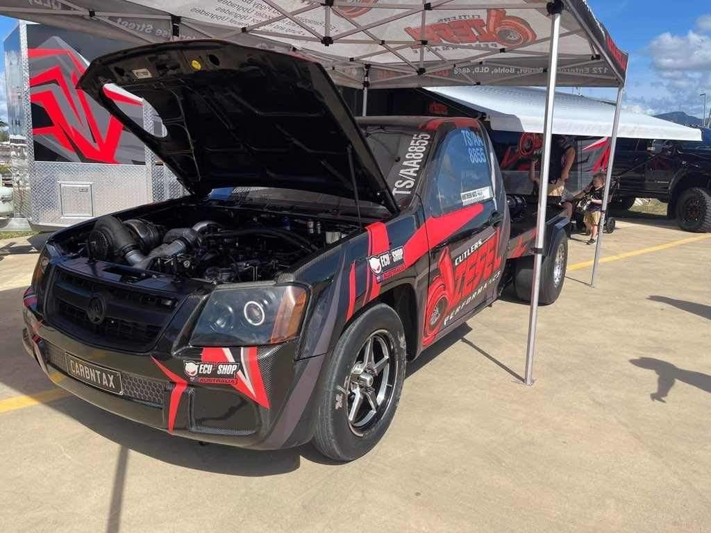 Black and red truck with the hood - Mount Saint John, QLD - Cutlers Diesel Performance