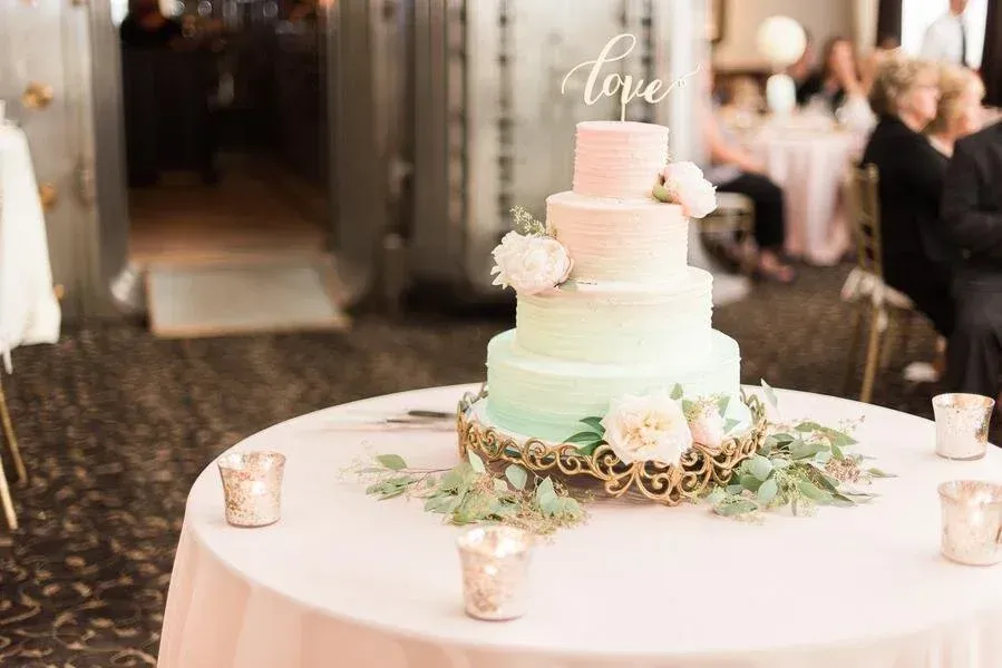 Four-tiered ombre cake with 