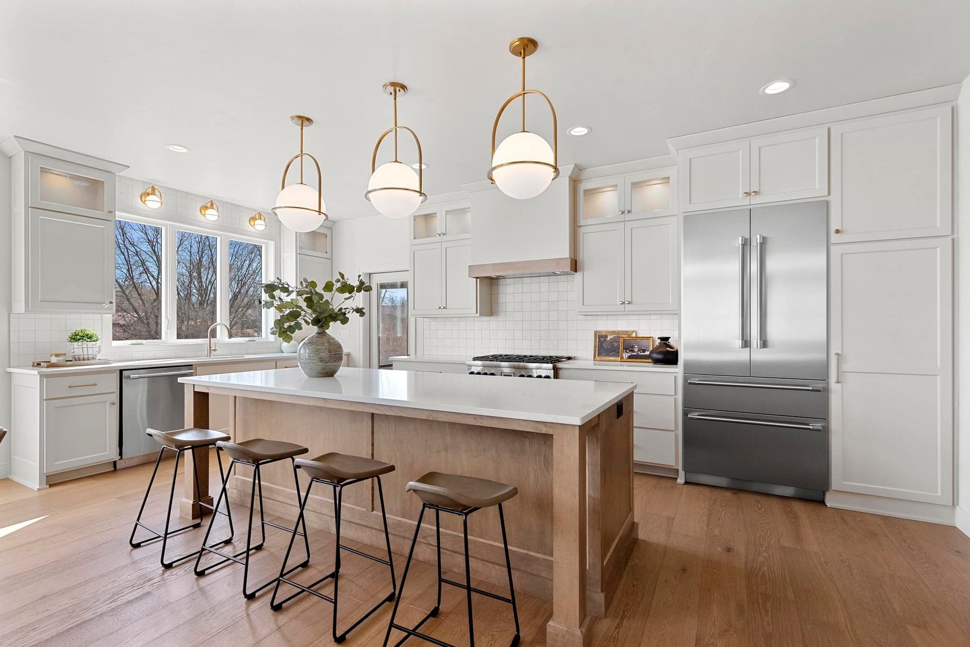 remodeled kitchen with maple cabinets