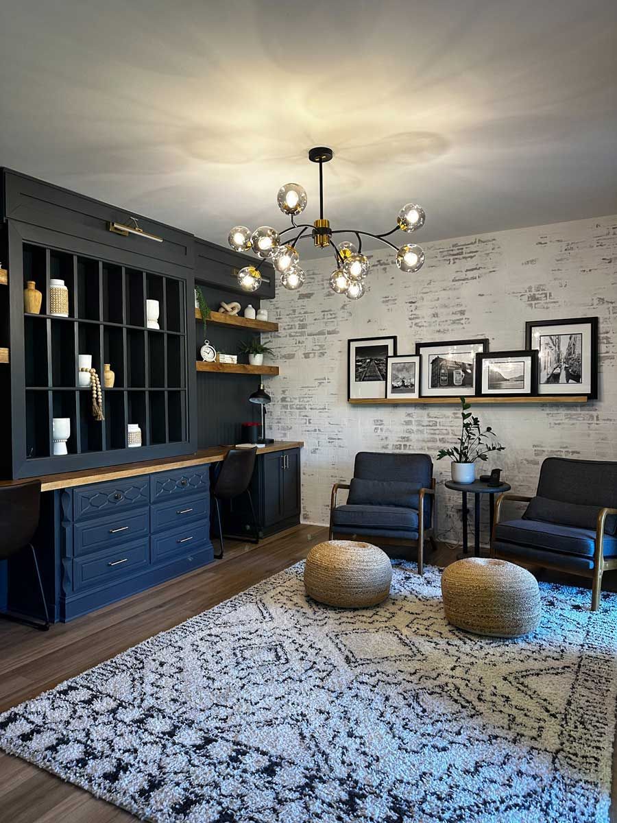 built-in wall of bookshelves and cabinetry for a beautiful room design